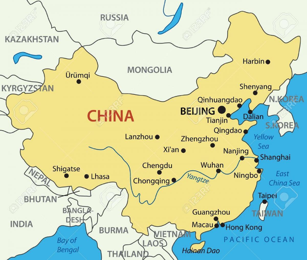 zemljevid Tajvan in Hong Kong