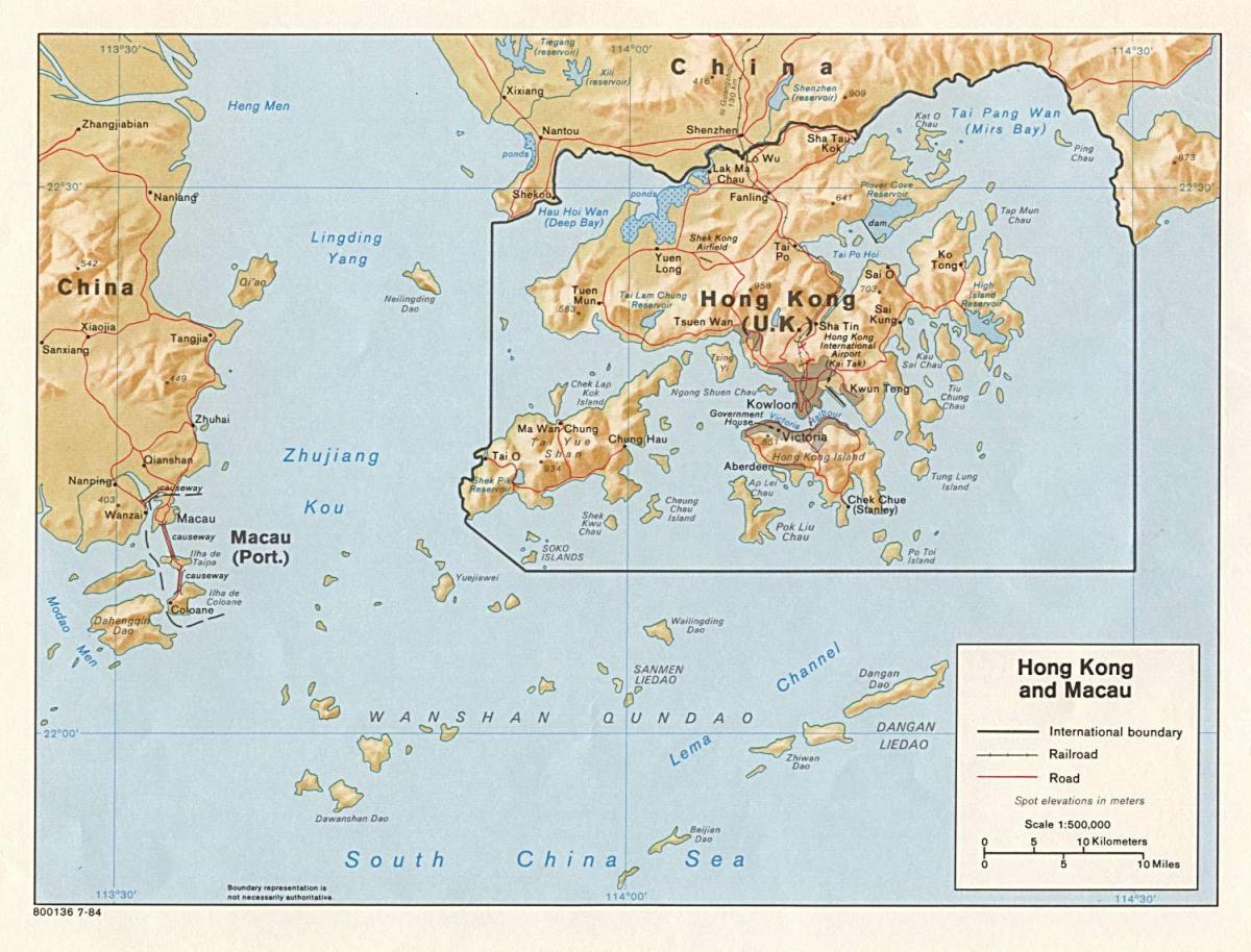 zemljevid Hong Kong in Macao