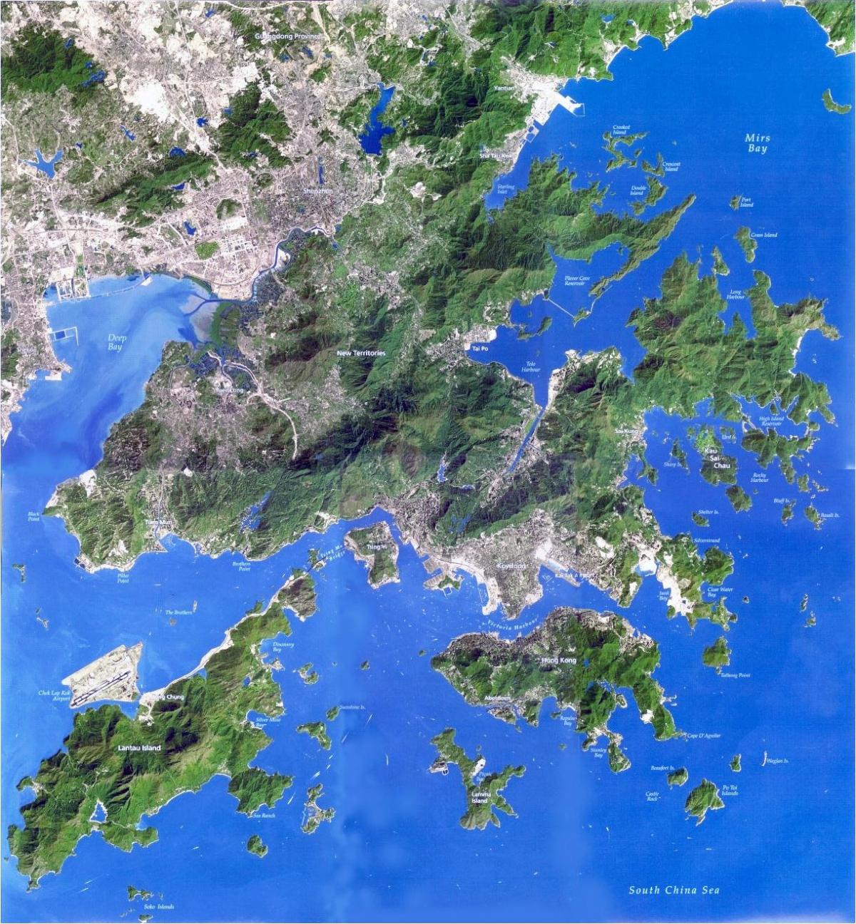satelitski zemljevid Hong Kong