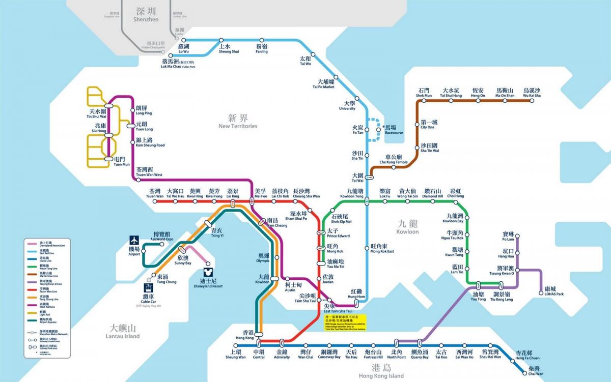 HK zemljevid MTR