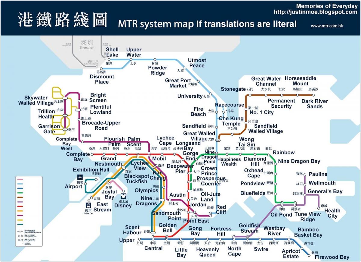Hongkong zemljevid podzemne železnice