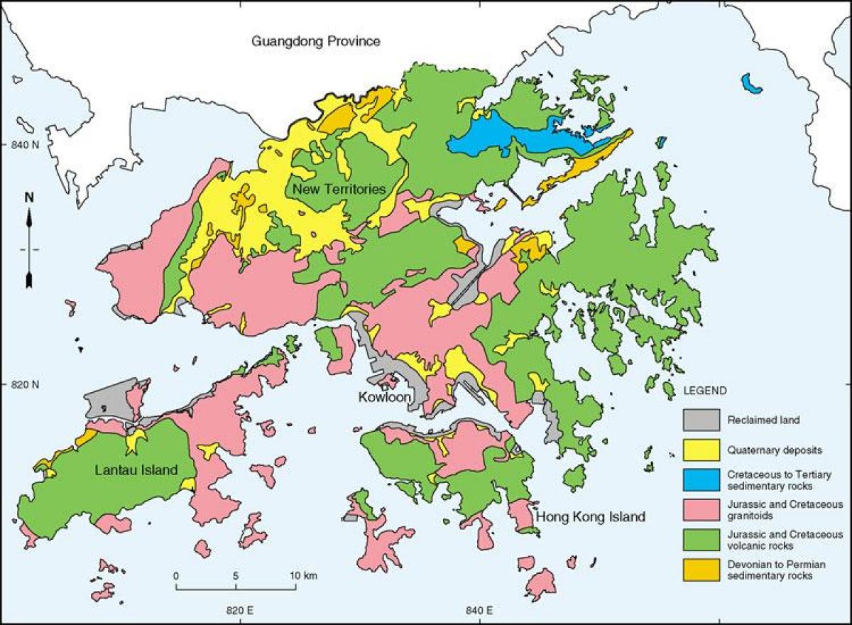 geološki zemljevid Hong Kong