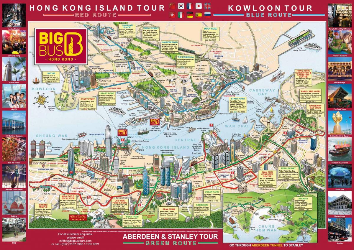hop on hop off bus Hong Kong zemljevid