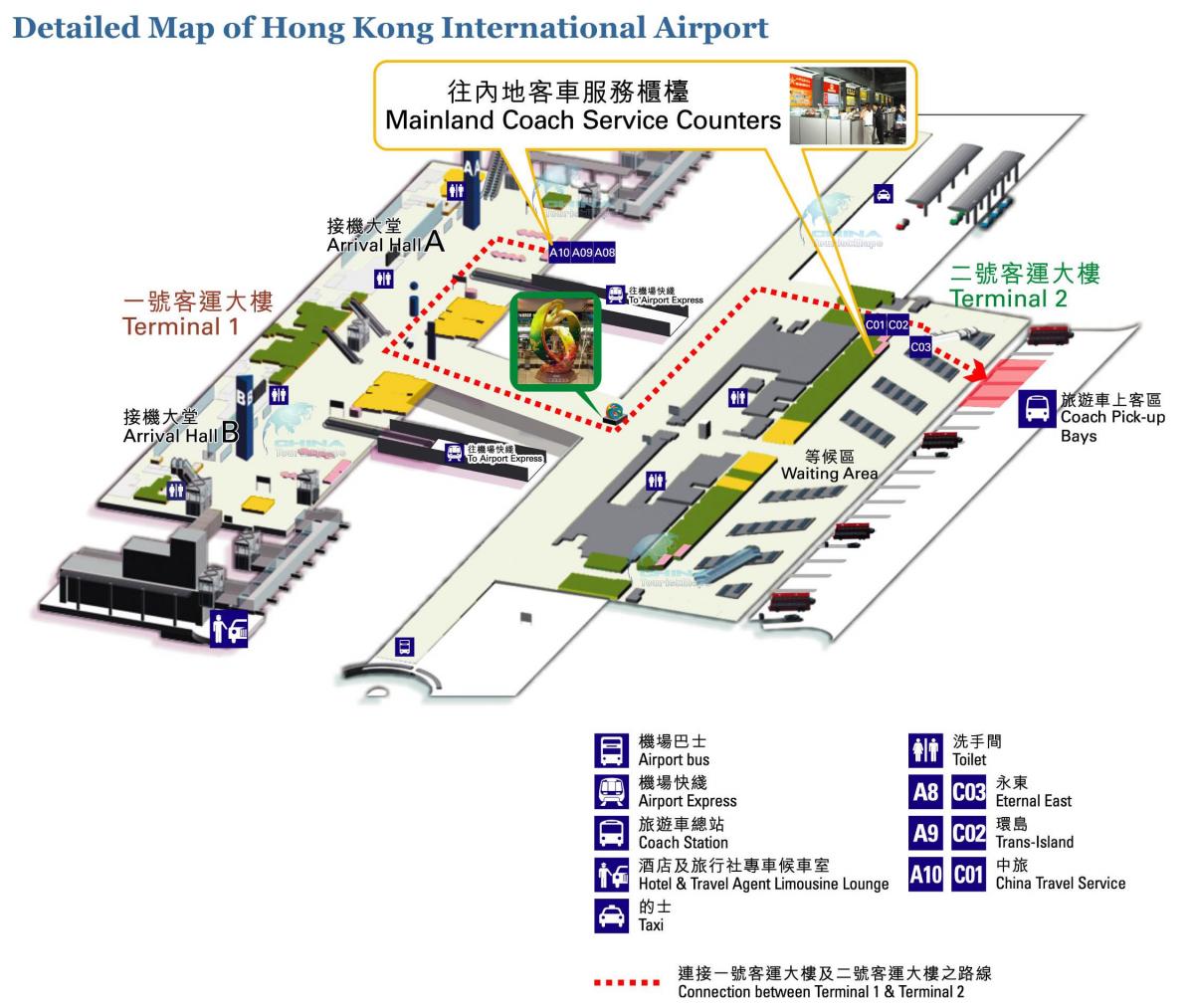 zemljevid Hong Kong letališče