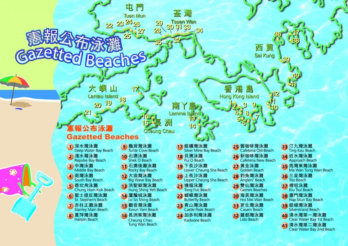 zemljevid Hong Kong plaže