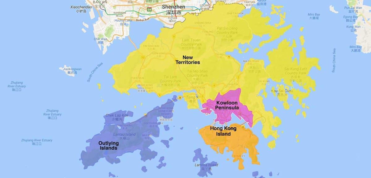 zemljevid Hong Kong območje