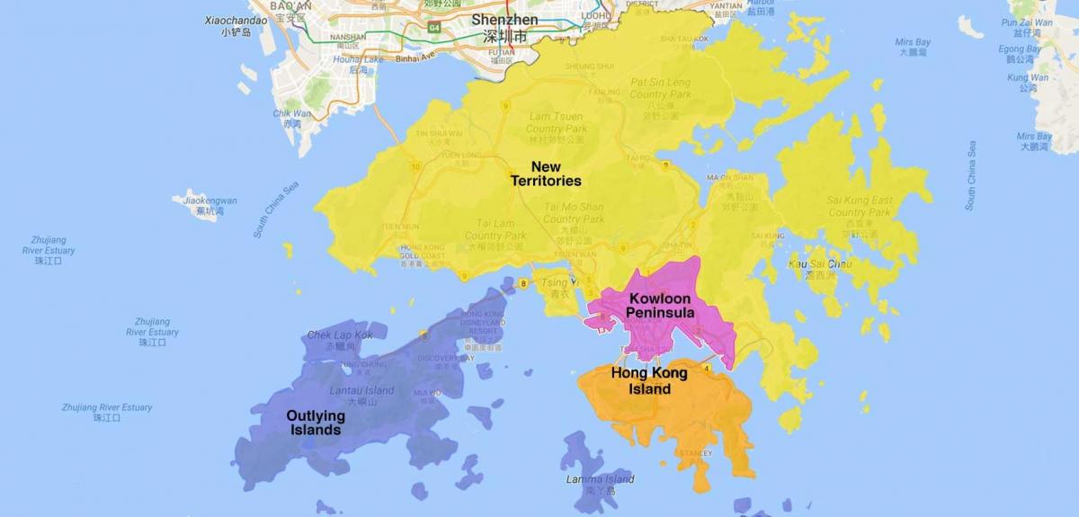 zemljevid Hong Kong območje