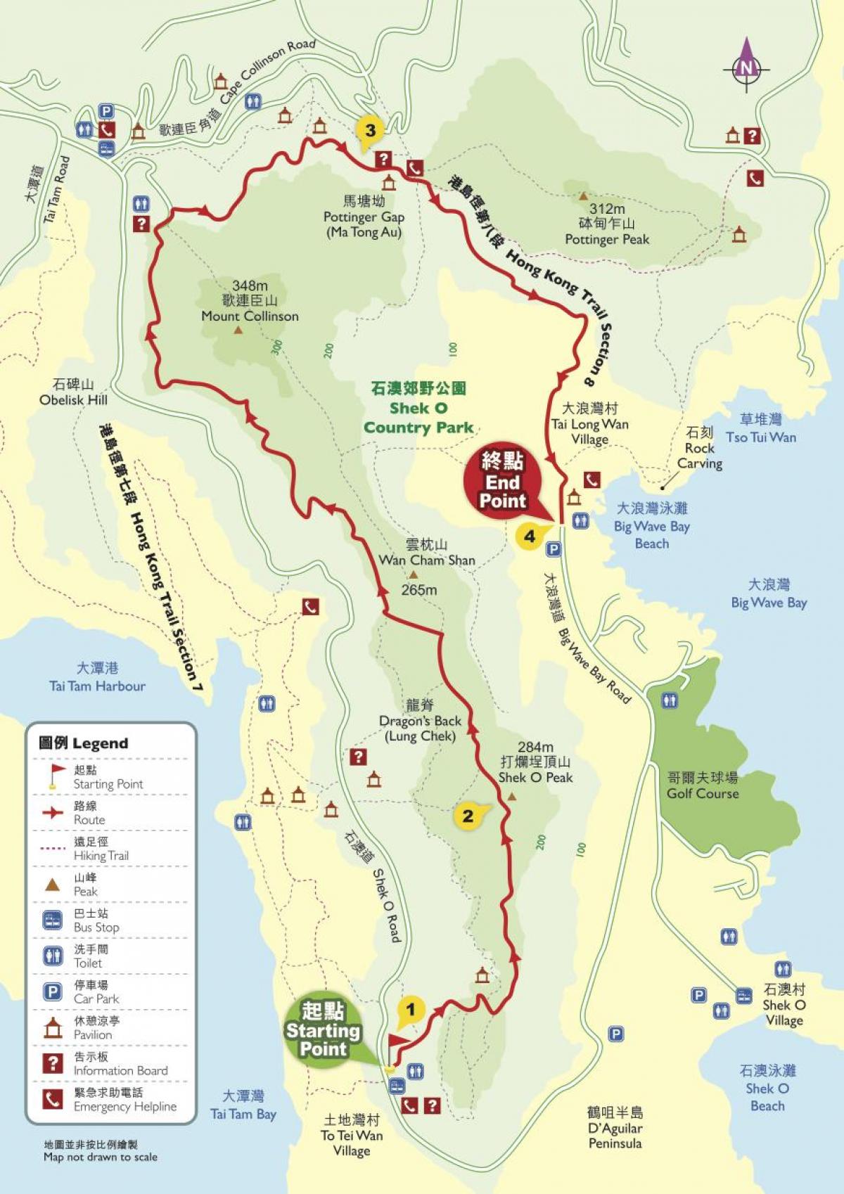 pohodniški zemljevid Hong Kong