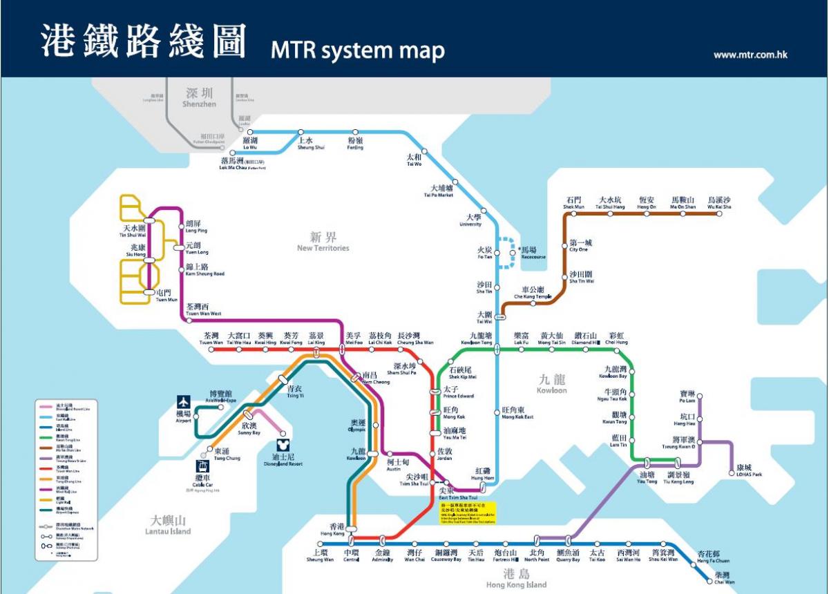 Hong Kong zanimive točke zemljevid