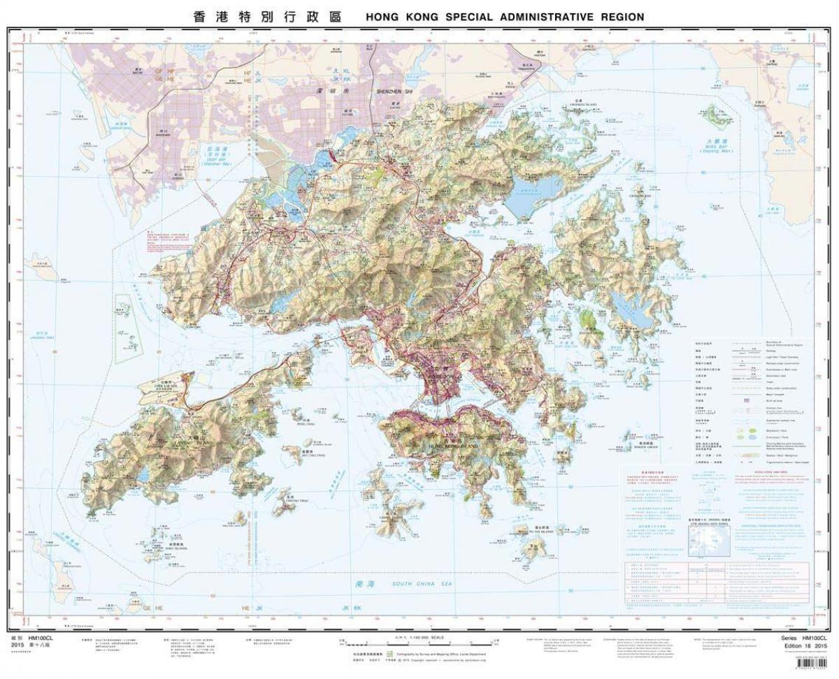 topografski zemljevid Hong Kong