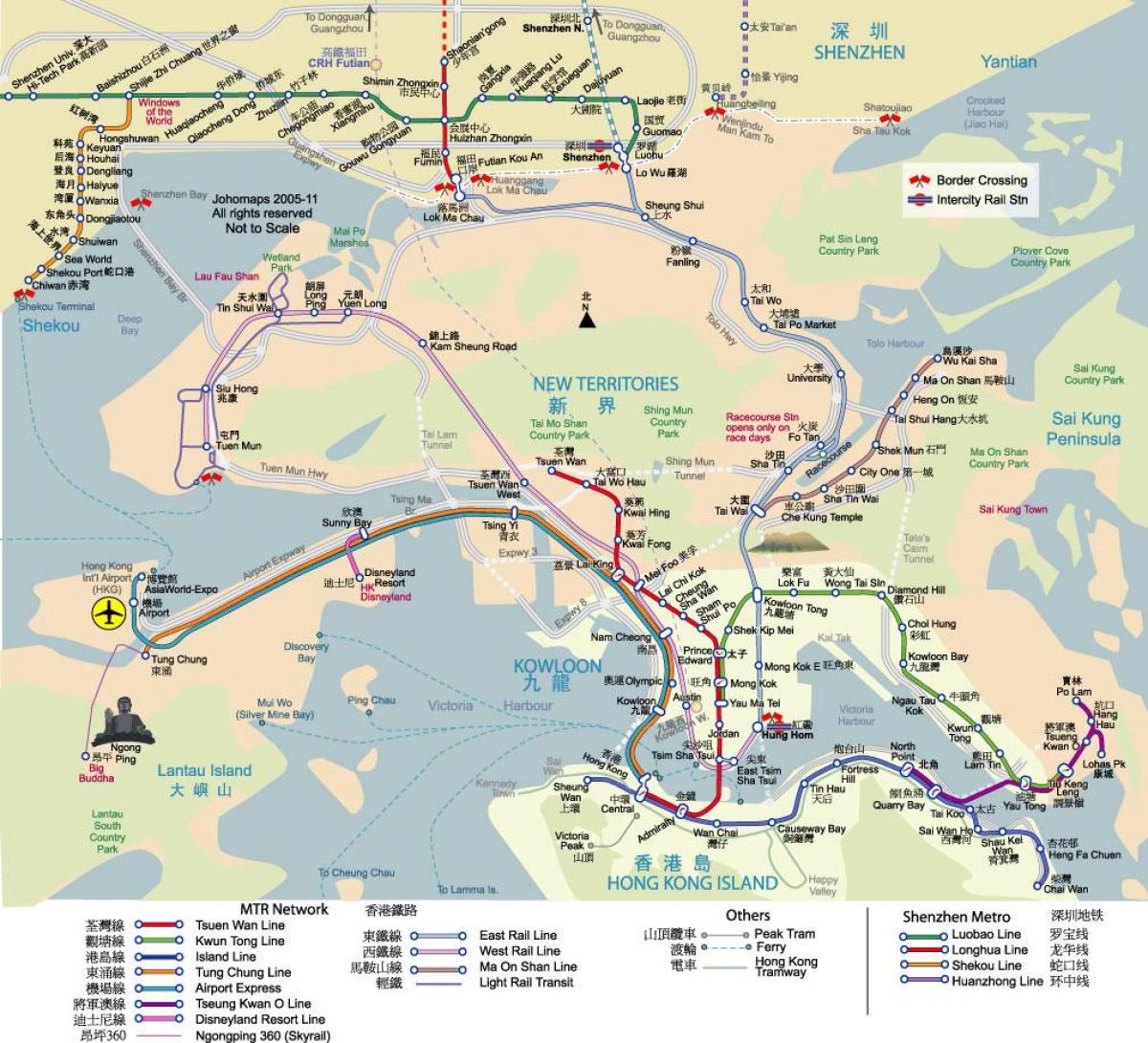 zemljevid Hong Kong tranzitnega