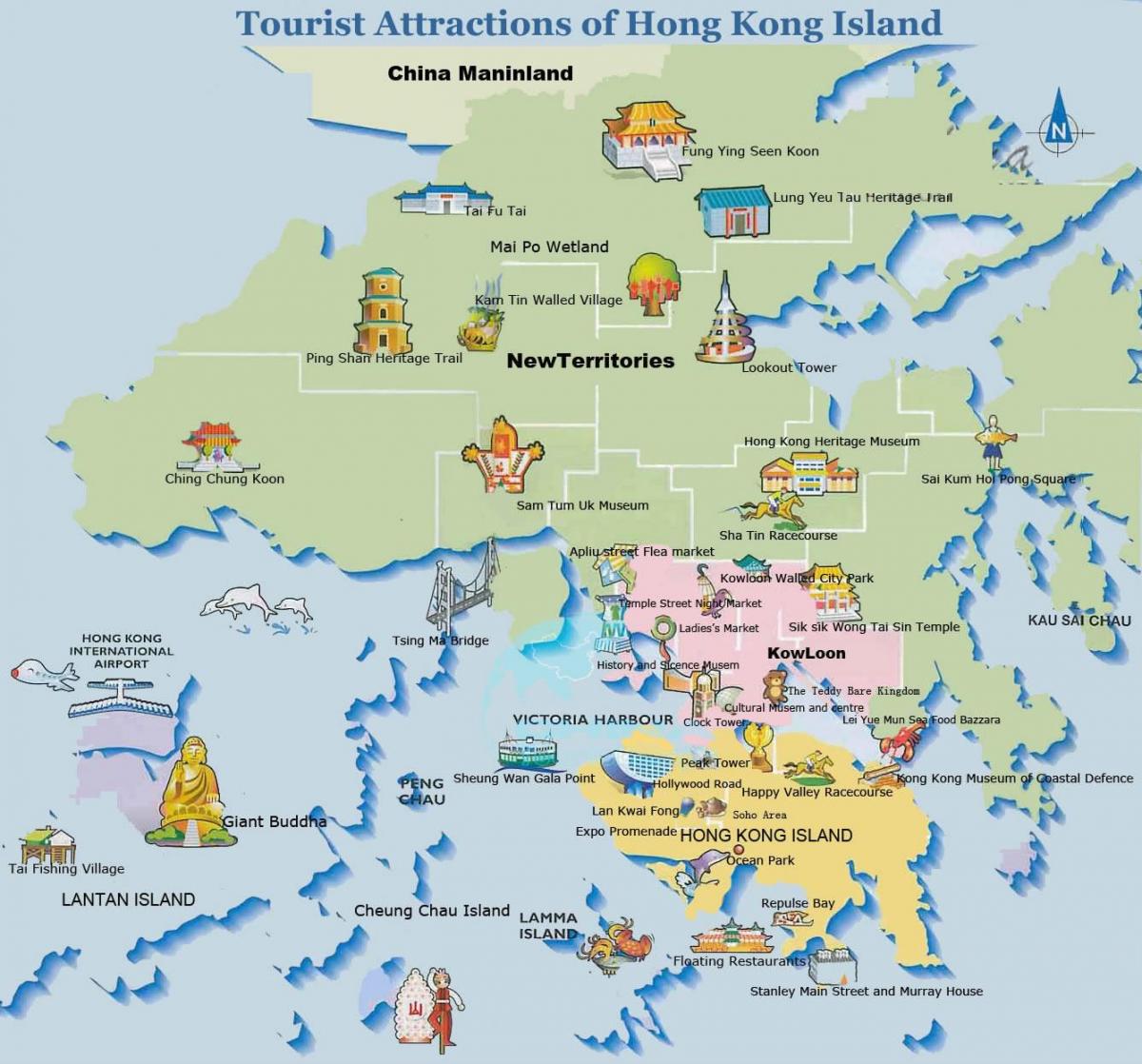 Hong Kong zemljevid za turistične