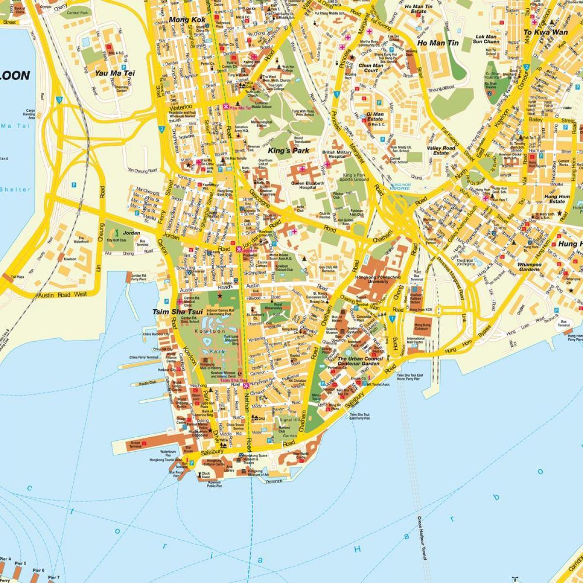 zemljevid Kowloon, Hong Kong