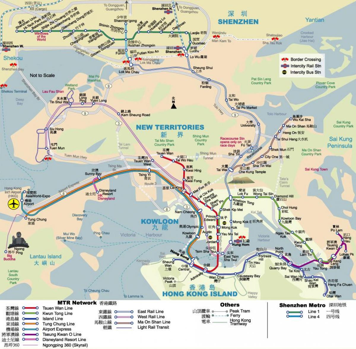 MTR zemljevid Hong Kong