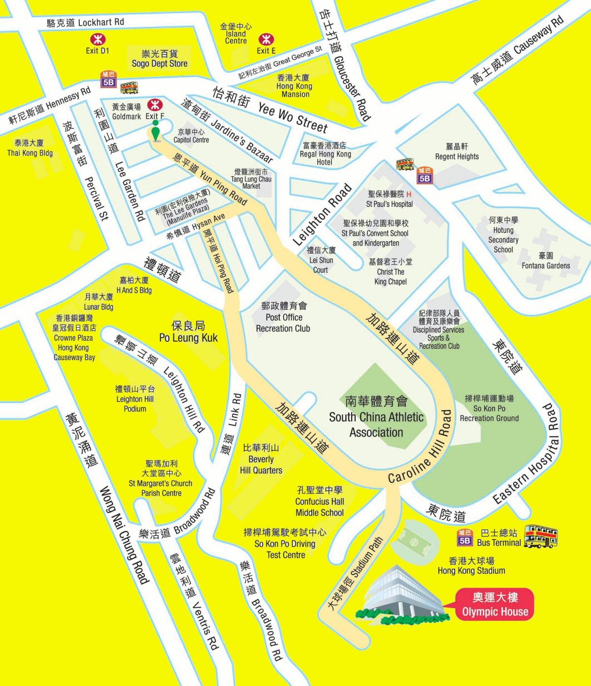 Olimpijske postaja MTR zemljevid