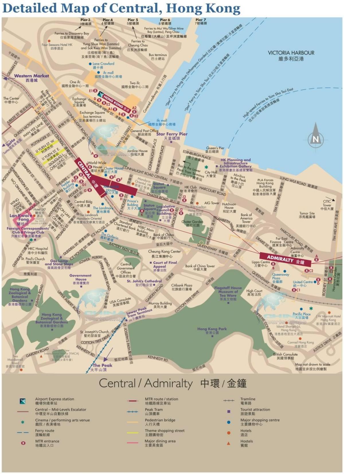 Hong Kong centralne zemljevid