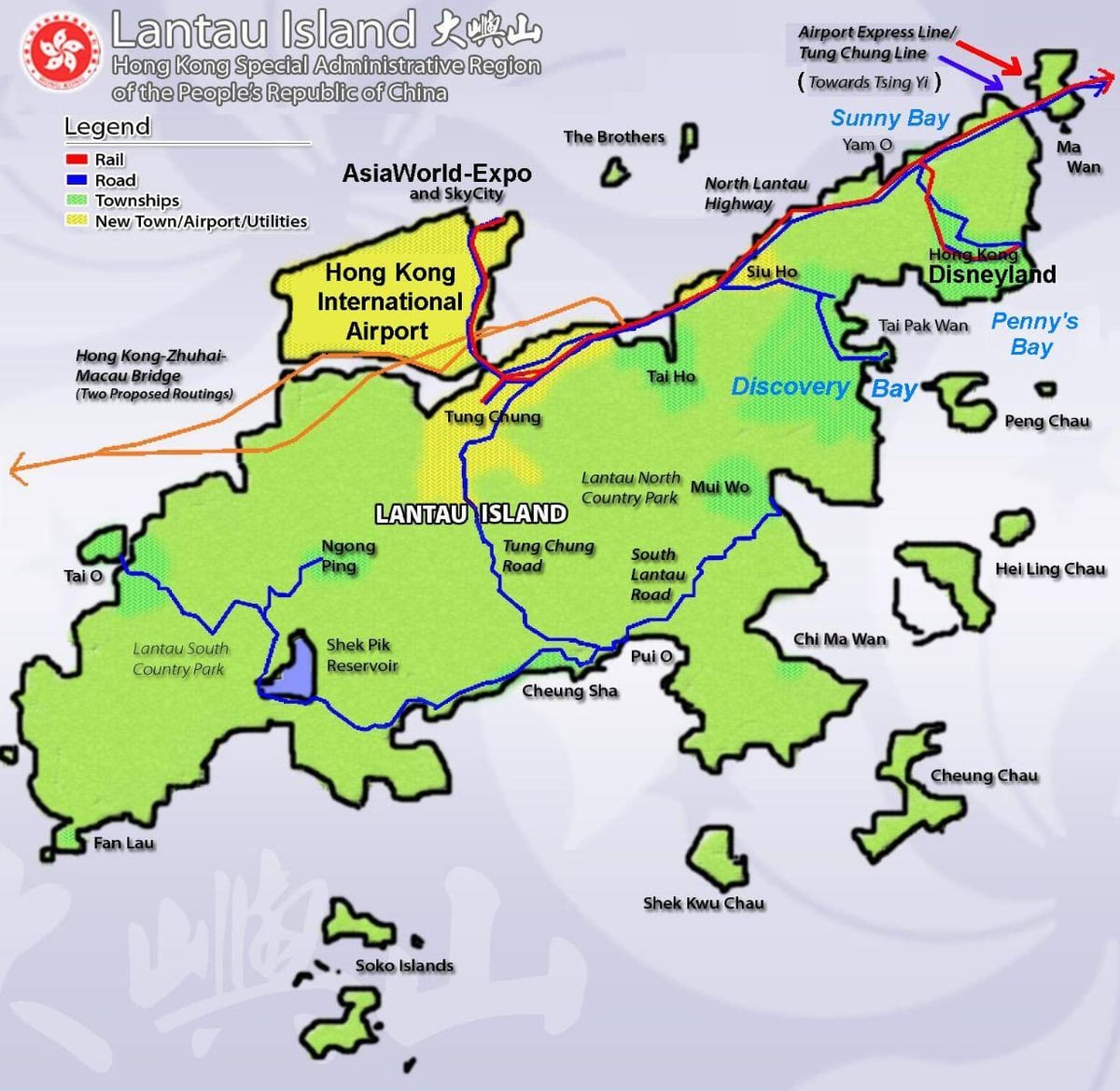 Hong Kong island turistični zemljevid