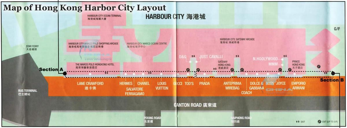 zemljevid pristanišče mesto Hong Kong