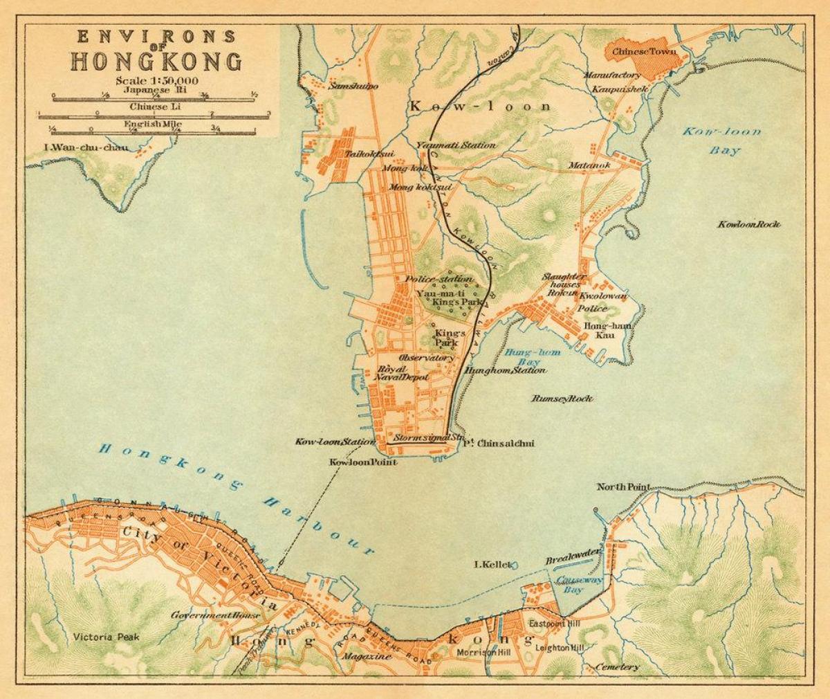 stari zemljevid Hong Kong