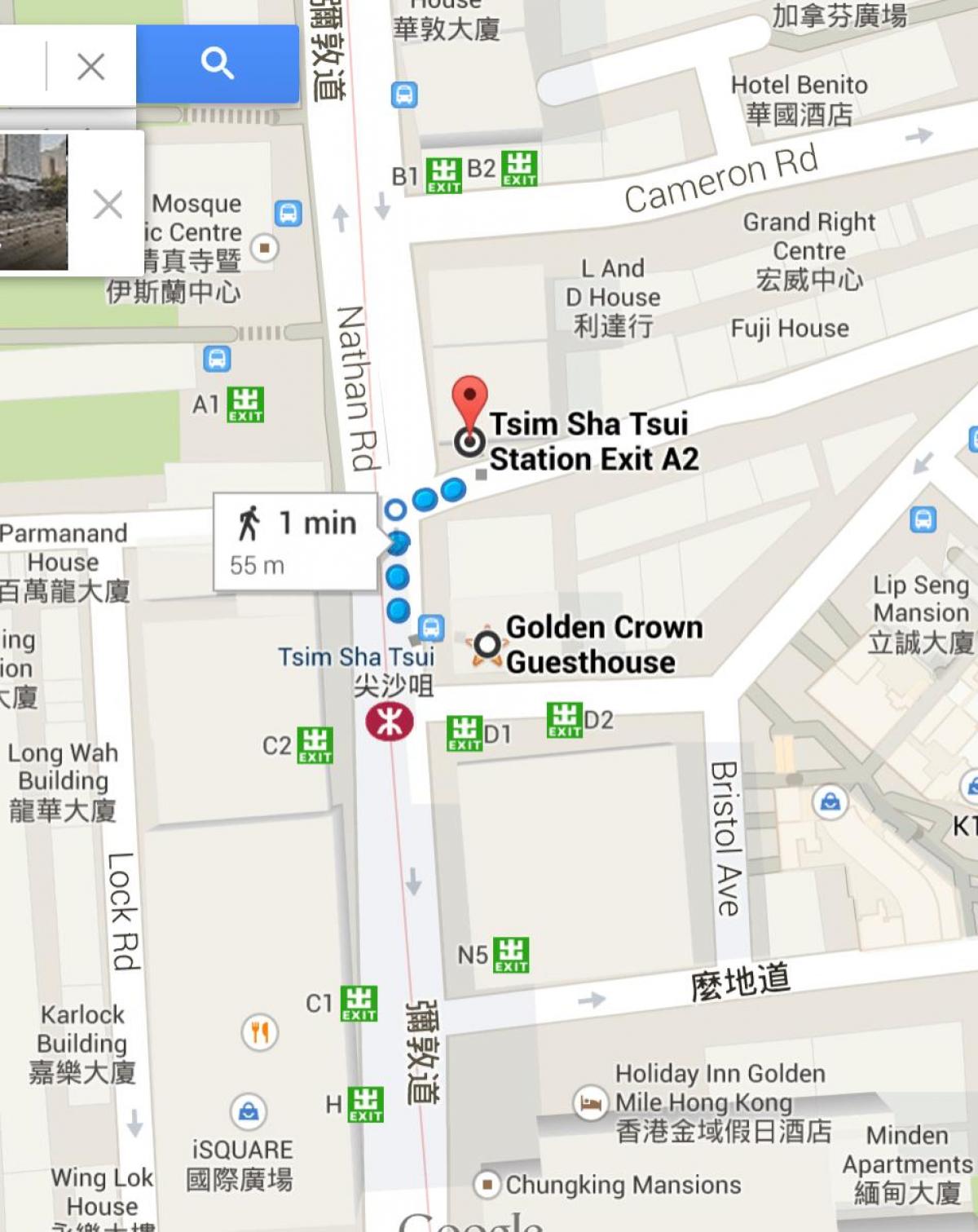Tsim Sha Tsui postaja MTR zemljevid