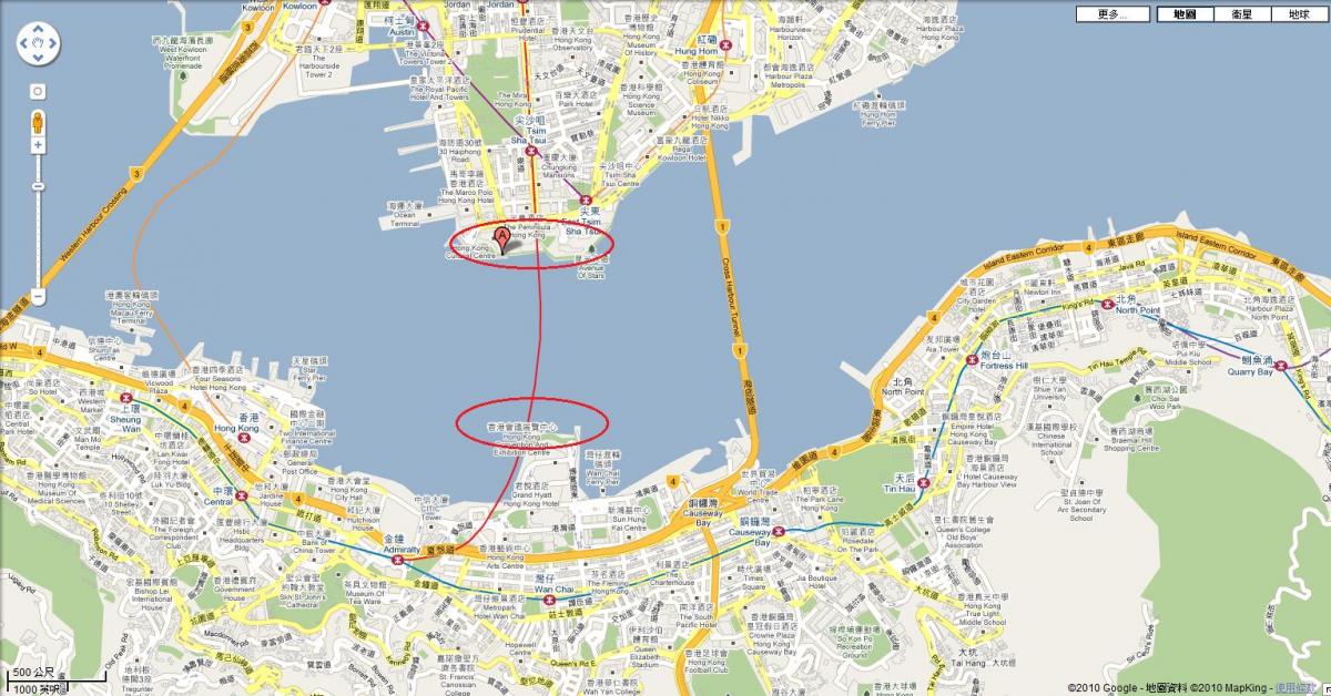 zemljevid victoria harbour Hong Kong