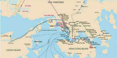 Hong Kong trajekt poti zemljevid