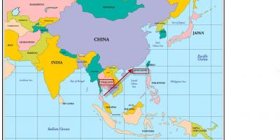 Hong Kong v zemljevid azije